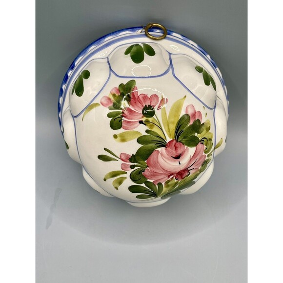 ABC Bassano Ceramic Hand Painted Floral Dessert Mold 1960s Vintage Decor Italy - Picture 4 of 8